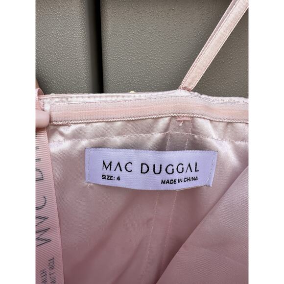 Mac Duggal Strapless Beaded Ruffle High Low Prom Gown in Ice Pink Sz 4 Princess - Picture 13 of 16